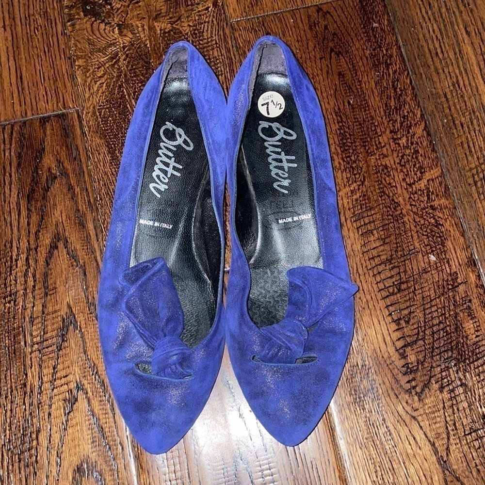 VTG Butter Suede Blue Ribbon Heels